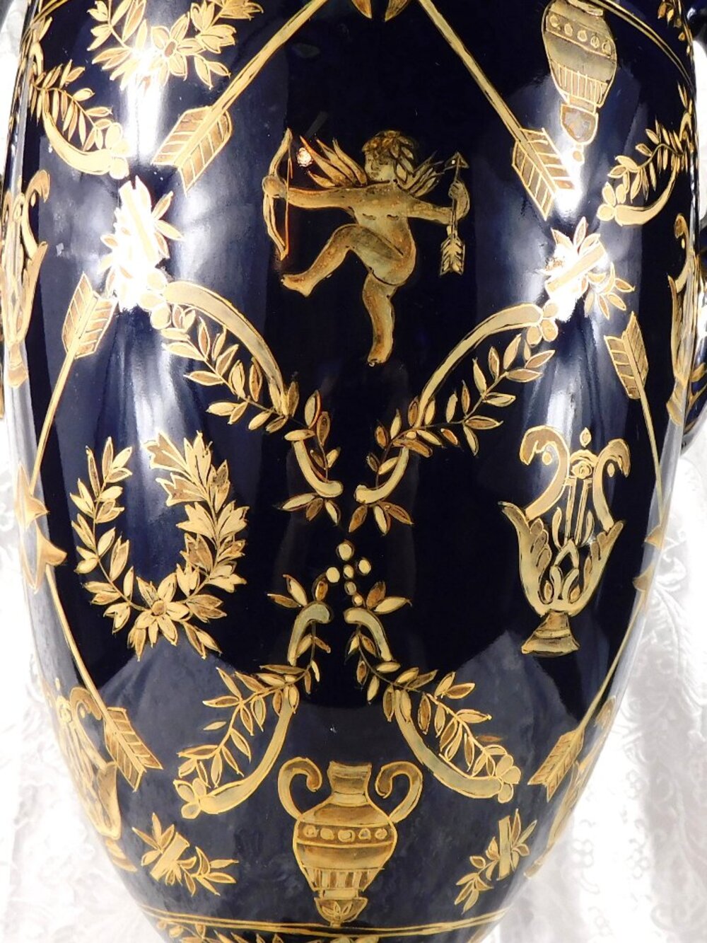 Big Blue Jar, Vase, or Urn with Angels # 27259 - Picture 3 of 13